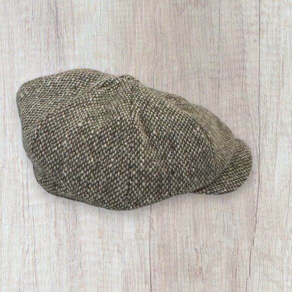 John Murray Donegal Handwoven Wool Newsboy Cap Hat Brown Tweed Ireland XL - Picture 2 of 4